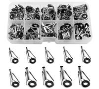 WMYCONGCONG Lot de 80 Guides de Canne à pêche, kit de réparation de Pointes de Canne à pêche, 10 Petites Tailles (Argent)