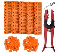 WMYCONGCONG Marques auriculaires numérotées 1-100 pour le bétail Etiquette d'oreille pour l'identification des animaux de ferme 1 Pièce Pince d'application de marque auriculaire pour chèvre et mouton