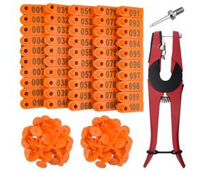 WMYCONGCONG Marques auriculaires numérotées 1-100 pour le bétail Etiquette d'oreille pour l'identification des animaux de ferme 1 Pièce Pince d'application de marque auriculaire pour chèvre et mouton