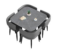 WMYYZYQ Ensemble de table de salle à manger moderne pour 45 pièces avec 4 chaises carrées/rondes et 4 chaises élégantes pour petits espaces parfaits pour les réunions et les repas, carré-b