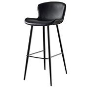 WMYYZYQ HerfsT Tabouret de bar rétro en métal avec dossier, tabouret de bar pour salon de beauté, loisirs, réception, siège en cuir, repose-pieds et pieds en acier au carbone, noir, 75 cm