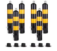 WMYYZYQ Lot de 6 bornes de sécurité en acier jaune avec bandes réfléchissantes et anneau de suspension, pour barrière de stationnement, sécurité routière, 75 cm