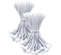WMZOBH Lot de 100 boules élastiques pour bâche de 25,4 cm avec boules, petits cordons élastiques très résistants, sangles élastiques courtes, attaches, élastiques réglables pour drapeau (blanc)