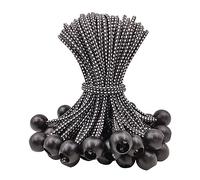 WMZOBH Lot de 50 élastiques pour bâche - 15,2 cm - Avec boules - Petits cordons élastiques très résistants - Courts élastiques - Attaches - Sangles élastiques réglables (noir)