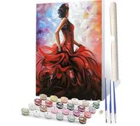 WMZPOY Peinture par Numéro Adulte avec Pinceaux et Femme rouge Acryliques Bricolage Peintures Kits pour Adultes Seniors DébutantPeinture à l'huile de Bricolage 40x50cm
