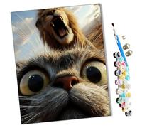 WMZPOY Peinture par Numéro Adulte Bricolage Tableau Peindre par Nombre pour Débutants Jouets à Peindre cadeaux Peints à la Le lion rugit et les chats sont surpris Décor à la maison 40x50cm