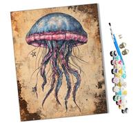 WMZPOY Peinture par Numéro Adulte Bricolage Tableau Peindre par Nombre pour Débutants Jouets à Peindre cadeaux Peints à la Une méduse bleue Décor à la maison 40x50cm