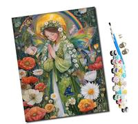 WMZPOY Peinture par Numéro Adulte Bricolage Tableau Peindre par Nombre pour Débutants Jouets à Peindre cadeaux Peints à la Image de la fée des fleurs en prière Décor à la maison 40x50cm