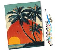 WMZPOY Peinture par Numero Adulte Coconut Grove au coucher du soleil animal DIY Peinture à l'huile Numéros Toile Paint by Numbers Peindre par Nombre Kits sans Cadre 40x50cm