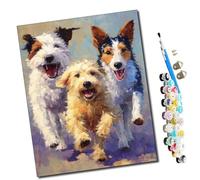 WMZPOY Peinture par Numero Adulte Des chiens heureux qui courent partout DIY Peinture à l'huile Numéros Toile Paint by Numbers Peindre par Nombre Kits sans Cadre 40x50cm