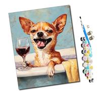 WMZPOY Peinture par Numéro Adulte Le chien heureux prend un bain de vin rouge 40x50cm Bricolage Tableau Peindre par Nombre pour Enfants Jouets à peindre, cadeaux peints à la mainHome Decor