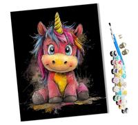 WMZPOY Peinture par Numéro Adulte Licorne de dessin animé colorée 40x50cm Bricolage Tableau Peindre par Nombre pour Enfants Jouets à peindre, cadeaux peints à la mainHome Decor