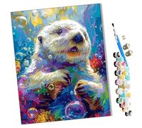 WMZPOY Peinture par Numero Adulte Loutre de mer blanche, bulles colorées et rêveuses (9) animal DIY Peinture à l'huile Numéros Toile Paint by Numbers Peindre par Nombre Kits sans Cadre 40x50cm