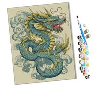 WMZPOY peinture par numero adulte Nuages propices et dragon azur Cadeau de Peinture à l'huile de Bricolage numérique aquarelle man pour Enfants Adultes Peindre par Nombre Kits 16 * 20 Pouces