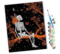 WMZPOY Peinture par Numero Adulte Nuit des crânes et des papillons étoilés DIY Peinture à l'huile Numéros Toile Paint by Numbers Peindre par Nombre Kits sans Cadre 40x50cm