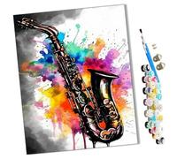 WMZPOY peinture par numero adulte Un grand instrument saxophone (8) Cadeau de Peinture à l'huile de Bricolage numérique aquarelle man pour Enfants Adultes Peindre par Nombre Kits 16 * 20 Pouces