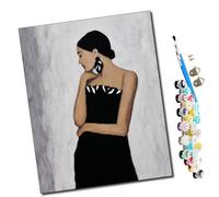 WMZPOY peinture par numero adulte Une femme en robe noire, perdue dans ses pensées Cadeau de Peinture à l'huile de Bricolage numérique aquarelle man pour Enfants Adultes Peindre par Nombre Kits