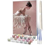 WMZPOY Peinture par numéros à partir de 5, 6, 7 ans, fille et garçon, peinture par numéros pour enfants avec cadre, 3 pinceaux et peintures acryliques, 40x50 cm ballerine, fille