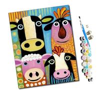 WMZPOY Peinture par Numéros pour Adulte Amis de la ferme heureux DIY Peinture Acrylique pour Adultes débutants Facile sur Toile 40×50 cm avec peintures et pinceaux-sans Cadre