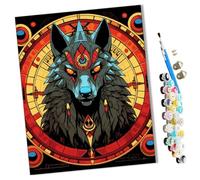 WMZPOY Peinture par Numéros pour Adulte Cercle magique du loup rouge de style égyptien antique (34) DIY Peinture Acrylique pour Adultes débutants Facile sur Toile 40×50 cm avec peintures