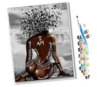 WMZPOY Peinture par Numéros pour Adulte Fille africaine abstraite vue de dos DIY Peinture Acrylique pour Adultes Enfants débutants Facile sur Toile 40×50 cm avec peintures et pinceaux-sans Cadre