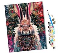 WMZPOY Peinture par Numéros pour Adulte Mandala Lapin 1 DIY Peinture Acrylique pour Adultes débutants Facile sur Toile 40×50 cm avec peintures et pinceaux-sans Cadre