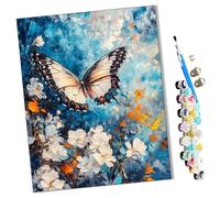 WMZPOY Peinture par Numéros pour Adulte Papillons et fleurs (3) DIY Peinture Acrylique pour Adultes débutants Facile sur Toile 40×50 cm avec peintures et pinceaux-sans Cadre