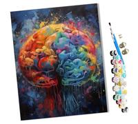 WMZPOY Peinture par Numéros pour Adulte peinture colorée du cerveau (1) DIY Peinture Acrylique pour Adultes Enfants débutants Facile sur Toile 40×50 cm avec peintures et pinceaux-sans Cadre