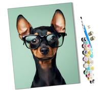 WMZPOY Peinture par Numéros pour Adulte Un petit chiot Doberman DIY Peinture Acrylique pour Adultes débutants Facile sur Toile 40×50 cm avec peintures et pinceaux-sans Cadre