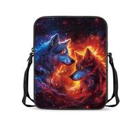 Wnbucioht Sac à bandoulière pour femme - Mini portefeuille - Fermeture éclair - Avec sangle réglable, Couple d'animaux loup, Taille unique