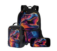 Wnbucioht Sac à dos pour écolière, cartable avec sac à déjeuner isotherme, pochette à stylos 3 en 1, Animal Dinosaure., Taille unique, Ensemble cartable