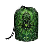 Wnbucioht Trousse de maquillage personnalisée avec cordon de serrage pour femme - Trousse de toilette - Essentiels de voyage, Funny Spider Green, Taille unique, Trousse de toilette