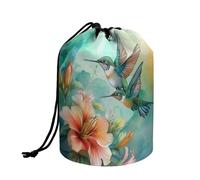 Wnbucioht Trousse de maquillage personnalisée avec cordon de serrage pour femme - Trousse de toilette - Essentiels de voyage, Green Art Colibri, Taille unique, Trousse de toilette