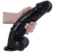 WNBXZ Dildo XXL Gode Géant Réel Dong Puissant Venteux Venteux Testicules Réalistes Glans Et Arbre Robuste Réel Penis Réplique Stimulateur G-Spot Stimulator Sextoysets pour Femmes 28Cm * 6.5Cm,Noir