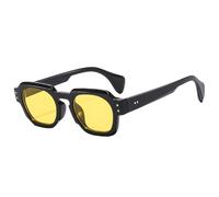 WNCKSQ Lunettes de soleil carrées pour femmes, verres transparents, style océan, UV400, style vintage, rivets, style punk, noir et jaune, 1