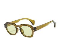 WNCKSQ Lunettes de soleil carrées pour femmes, verres transparents, style océan, UV400, style vintage, rivets, style punk, vert olive, 1