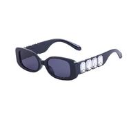 WNCKSQ Lunettes de soleil rectangulaires tendance pour femmes, monture carrée, branches en diamant, C2WhiteRhinestones