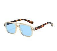 WNCKSQ Lunettes de soleil rétro carrées à double pont pour femmes, verres transparents dégradés, UV400, rivets, style punk, bleu champagne, 1