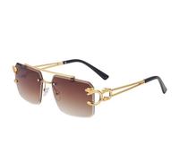 WNCKSQ Lunettes de soleil rétro sans monture UV400 pour hommes Steampunk lunettes de soleil de cyclisme en plein air femmes lunettes à double pont nuances vintage, thé, 1