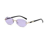 WNCKSQ Lunettes de soleil vintage rétro UV400 femmes hommes vert marron ovale lunettes de soleil sans monture pour hommes, Or avec violet, 35 EU