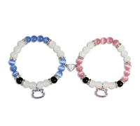 Wnddle 2 Pce Bracelet Amitié Couple Amoureux, Bracelet pour Couple Aimant Coeur, Couple Bracelet Magnétique Attraction Mutuelle Amitié Bracelet, Spider Kitty magnétiques pour couples bracelets (A)