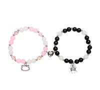 Wnddle 2 Pce Bracelet Amitié Couple Amoureux, Bracelet pour Couple Aimant Coeur, Couple Bracelet Magnétique Attraction Mutuelle Aimant Amitié Bracelet, pour couples bracelets Spider Kitty magnétiques