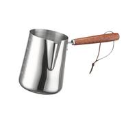 WNDUOKXH Cafetière turque en acier inoxydable avec chauffe-lait, mousseur à lait, fonte du chocolat et préparation de boissons délicieuses. Pichet à mousser le lait, Argent, 600 ml