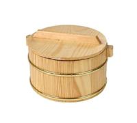 WNDUOKXH Cuiseur à riz vapeur en bois, récipient à riz, ustensile de cuisine asiatique authentique. Fabriqué en bois massif, ce cuiseur vapeur est fourni avec un couvercle, Brun, 18 x 18 x 12 cm