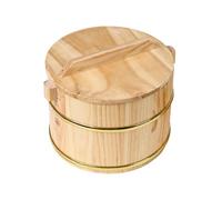 WNDUOKXH Cuiseur à riz vapeur en bois, récipient à riz, ustensile de cuisine asiatique authentique. Fabriqué en bois massif, ce cuiseur vapeur est fourni avec un couvercle, Brun, 16 x 16 x 11 cm