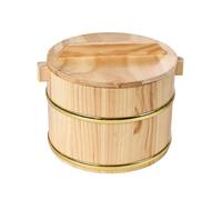 WNDUOKXH Cuiseur à riz vapeur en bois, récipient à riz, ustensile de cuisine asiatique authentique. Fabriqué en bois massif, ce cuiseur vapeur est fourni avec un couvercle, Brun, 20 x 20 x 13 cm