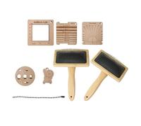 WNDUOKXH Ensemble complet d'outils de crochet, règles de jauge tricot en bois avec contrôle la rotation du fil. Ensemble polyvalent et complet 8 outils tricot comprenant diverses règles carrées