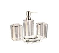 WNDUOKXH Ensemble d'accessoires de salle de bain : distributeur savon fonctionnel et esthétique. Convient à la maison. Comprend un distributeur lotion, un porte-savon et porte-brosse à dents, Argent