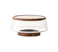 WNDUOKXH Ensemble de saladiers avec couvercles en bois d'acacia pour une hospitalité améliorée Saladier avec couvercle en verre Snacks Servant des apéritifs, grande taille, UN