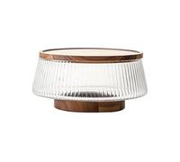 WNDUOKXH Ensemble de saladiers avec couvercles en bois d'acacia pour une hospitalité améliorée Saladier avec couvercle en verre Snacks Servant des apéritifs, grande taille, B